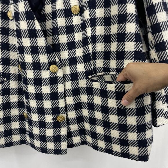 Jones New York Size 2X Double Breasted Blazer 100% WOOL Navy Blue Gold Buttons - Picture 4 of 6